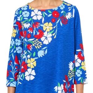 MULTIPLES‎ Women's Three Quarters Sleeve Bateau Neck Side Button Top